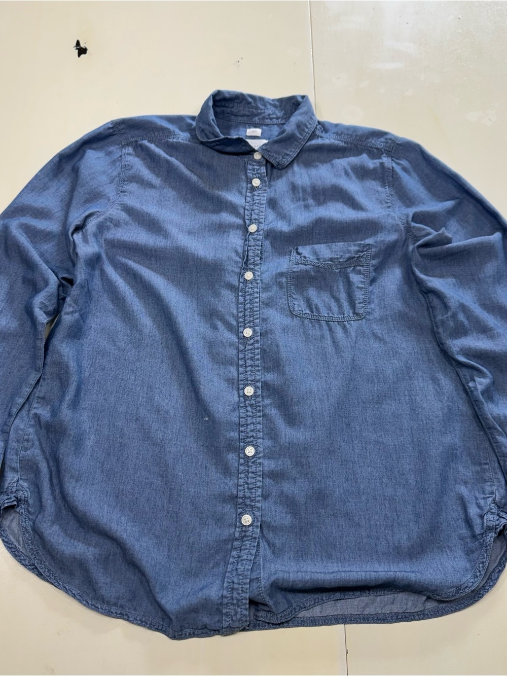 Loft Women's "The Softened Shirt" Denim Chambray Button Down Top (Small)